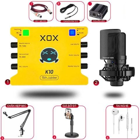 Combo Livestream XOX K10 15th Và Micro Takstar SM8B gen 2