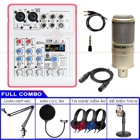  Combo Hát Live Mixer Mickle E4 Và Micro Takstar PC-K200 