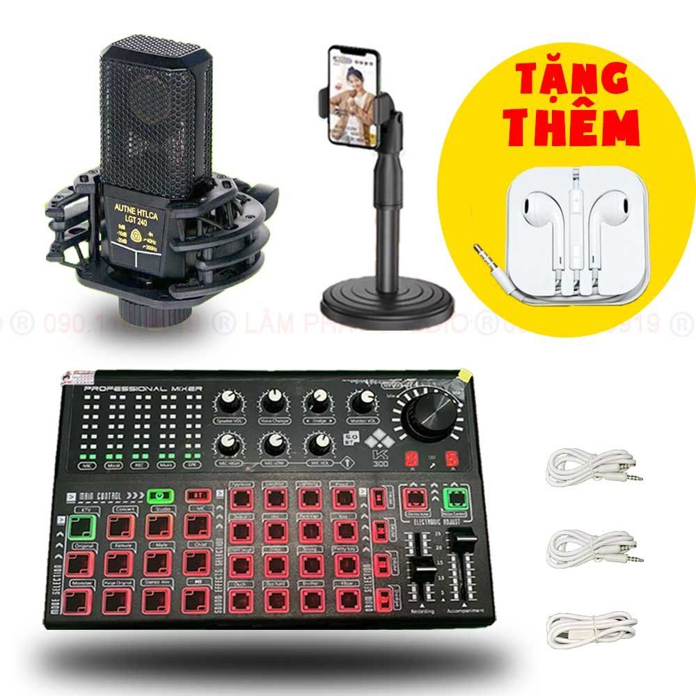 Combo Rút Gọn Sound Card K300 Autotune Và Micro LGT240 Cực Nhạy