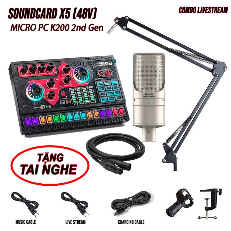 Kit Micrófono Condensador BM800 con Tarjeta de Sonido X5 - Kit Microfon Condensador BM800 TarjetaX5
