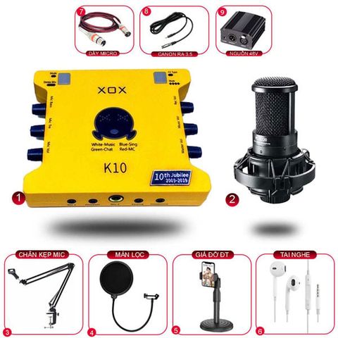 Combo Livestream XOX K10 2020 Và Micro Takstar PC K220