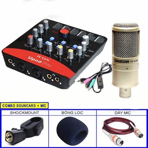  Combo Sound Card Icon Upod Và Micro Takstar PC K200 Rút Gọn 