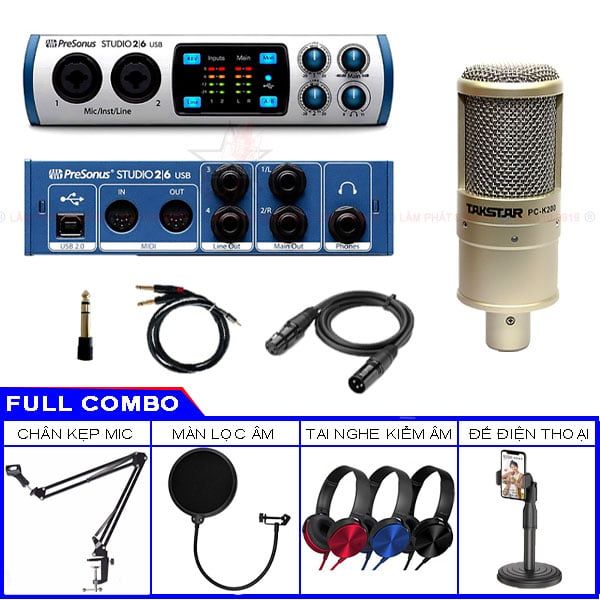 Bộ Thu Âm Presonus Studio 26 Và Micro PC K200 chính hãng