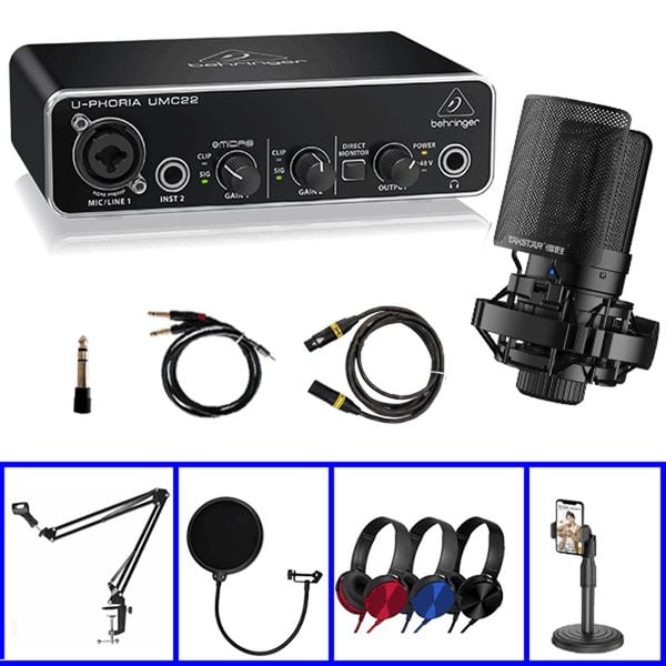 Combo Thu Âm Behringer UMC22 Và Micro Thu âm Takstar SM8B 2nd Gen