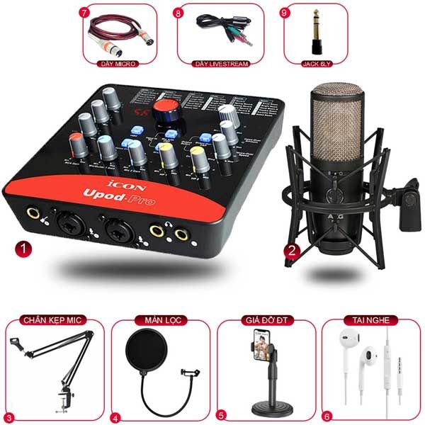 Combo Thu Âm Upod Pro Và Micro AKG P220