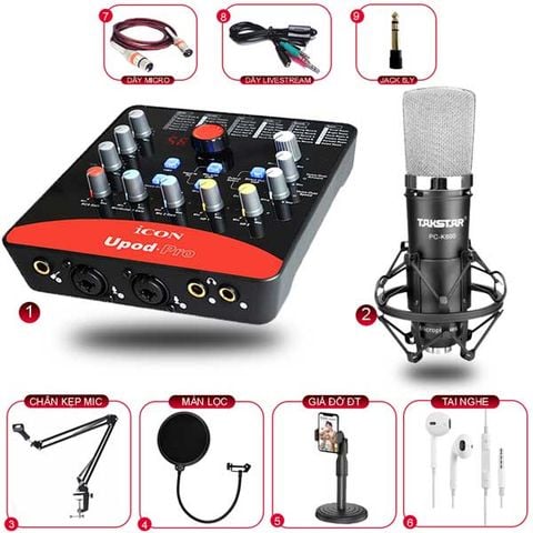 Combo Thu Âm Upod Pro Và Micro Takstar PC K600