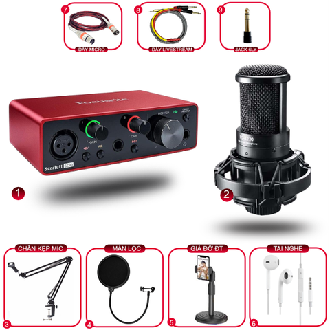 Combo Focusrite Solo Gen 3 Và Micro Takstar PC K220