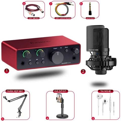 Combo Thu Âm Focusrite Solo Gen 4 Và Micro Takstar SM8B (2nd Gen)