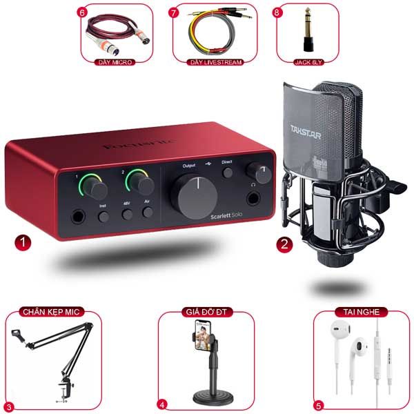 Combo Thu Âm Focusrite Solo Gen 4 và Micro Takstar K850