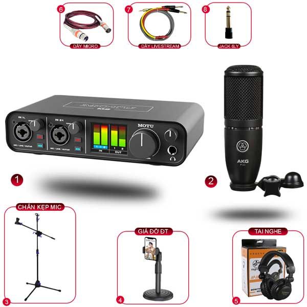 Combo Thu Âm MOTU M2 Và Micro AKG P120 Phụ Kiện Tốt