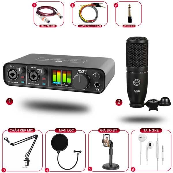 Combo Thu Âm MOTU M2 Và Micro AKG P120