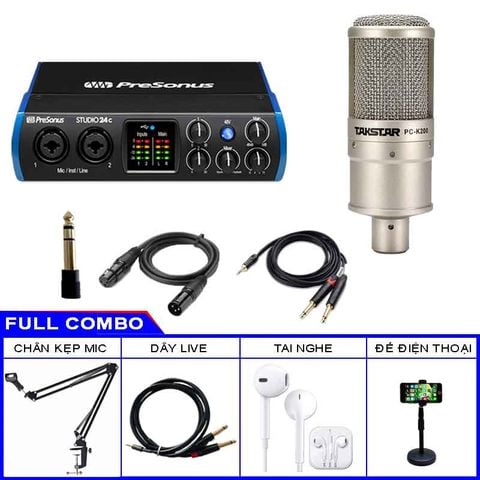 Bộ Sound Card Presonus Studio 24C Và Micro Takstar PC K200