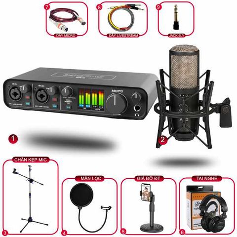 Combo Thu Âm MOTU M4 Và Micro AKG P220 Phụ Kiện Tốt