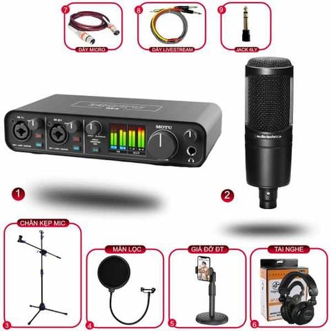 Combo Thu Âm MOTU M4 Và Micro Audio Technica AT2020 Phụ Kiện Tốt