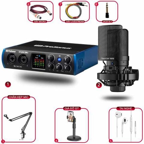 Combo Thu Âm Presonus Studio 24C Và Mic Takstar SM8B (2nd Gen)