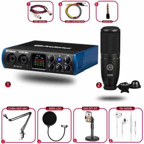 Combo Thu Âm Presonus Studio 24C Và Micro AKG P120
