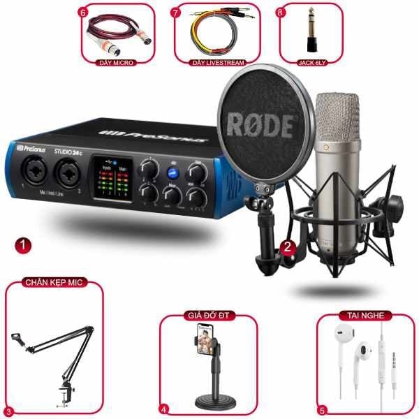 Combo Thu Âm Presonus Studio 24C Và Micro Rode NT1-A