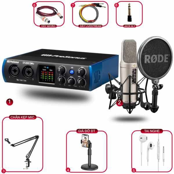 Combo Thu Âm Presonus Studio 24C Và Micro Rode NT2-A