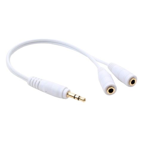 Dây chia tai nghe 1 đầu 3.5 ra 2 cổng tai nghe 3.5 trắng thường 00352-2