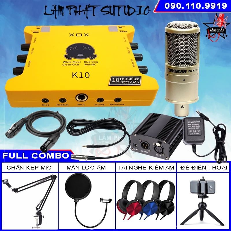 Sound Card XOX K10 10th Bản 2020 Và Micro Thu Âm Takstar PC K200