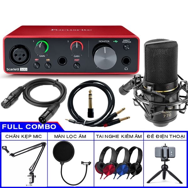Combo Sound Card Focusrite Solo Gen 3 Và Micro MXL 770