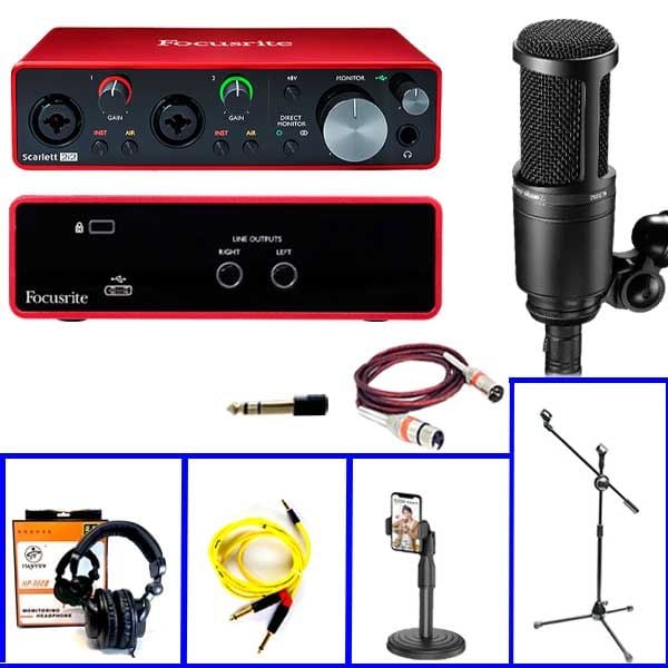 Bộ Sound Card Focusrite 2i2 Gen 3 Và Mic AT2020