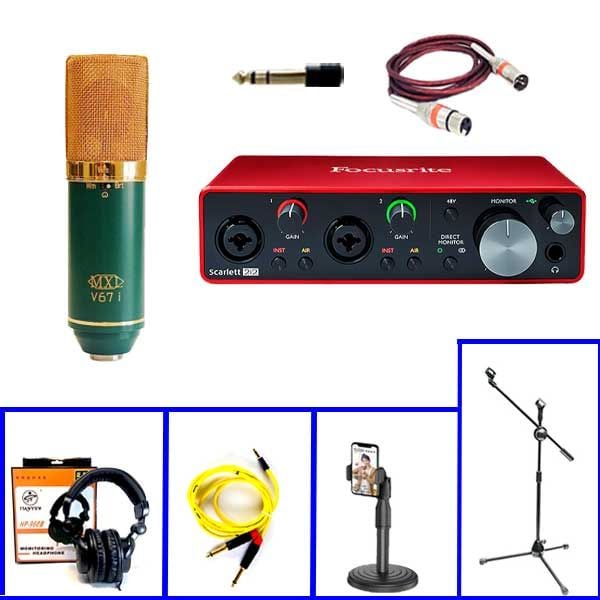 Combo Thu Âm Focusrite 2i2 3rd Gen Và Micro MXL V67i - Phụ Kiện Xịn