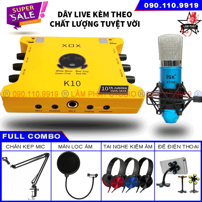 Sound Card XOX K10 10th Bản 2020 Và Micro Thu Âm ISK AT100