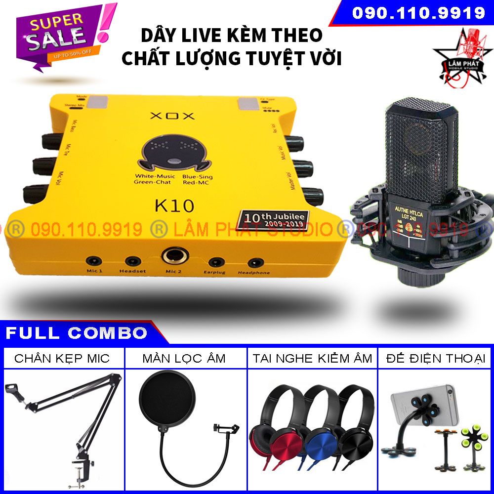 Sound Card XOX K10 10th Bản 2020 Và Micro Thu Âm LGT240