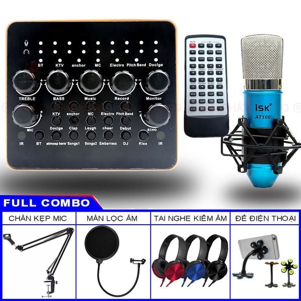 Full Combo Sound Card V10 Plus Và Micro ISK AT100