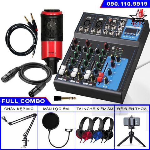 Combo Mixer Yamaha F4 Đèn Led Và Micro Takstar PC K320