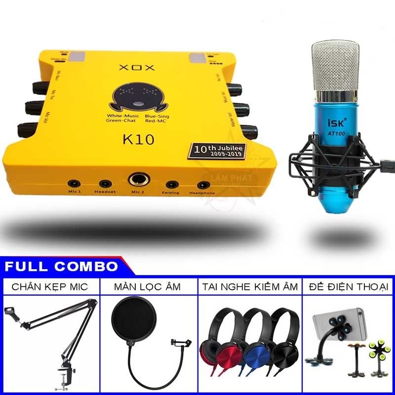 Sound Card XOX K10 10th Bản 2020 Và Micro Thu Âm ISK AT100