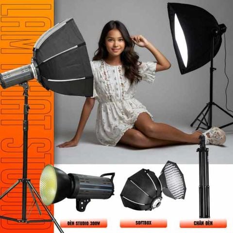Combo đèn LPS-09 300W Đèn studio livestream công suất lớn ánh sáng mịn