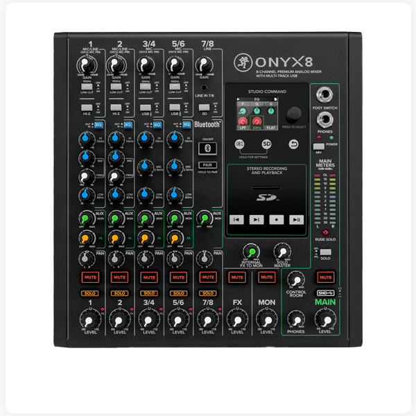 Onyx 8 Mixer Mackie 8 kênh chính hãng hỗ trợ Bluetooth thu âm chuyên nghiệp