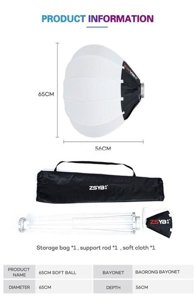 Softbox Cầu ZSYB 65cm Cao Cấp