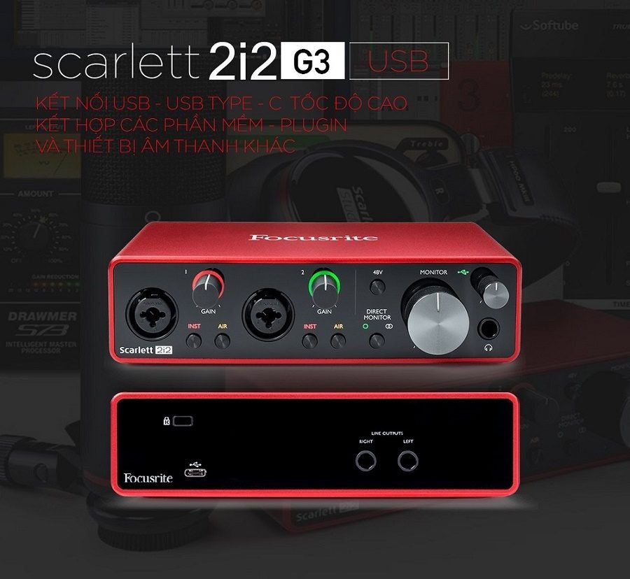 Bộ Sound Card Focusrite 2i2 Gen 3 Và Mic AT2020