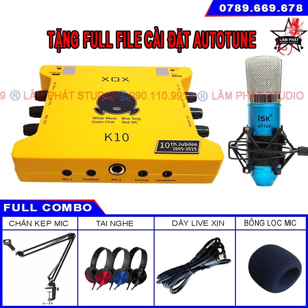 Combo Sound Card K10 2020 Và Micro ISK AT100