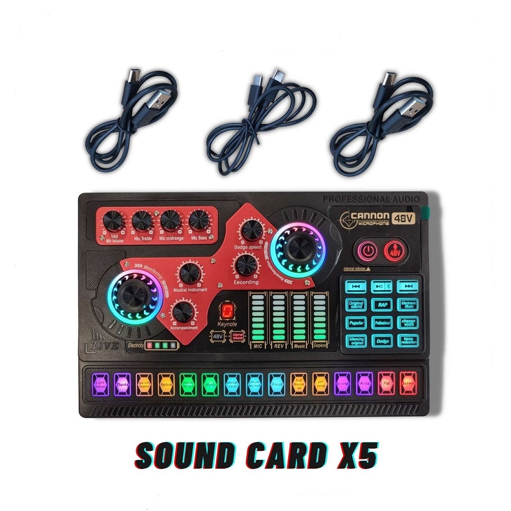 TARJETA DE SONIDO RECARGABLE X5: La Solución Profesional para Tus Transmisiones - TARJETA DE SONIDO RECARGABLE X5