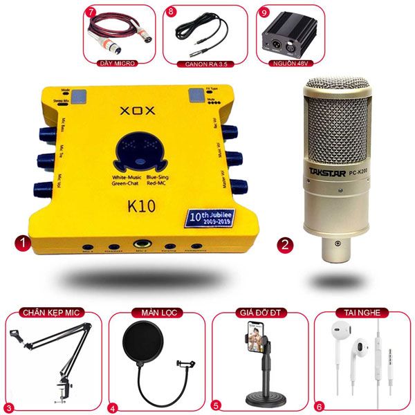 Combo Livestream XOX K10 2020 Và Micro Takstar PC K200 Gen 2