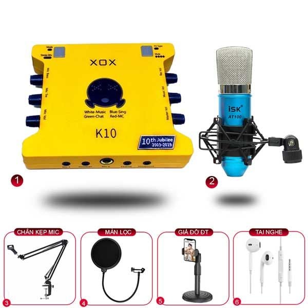 Combo livestream XOX K10 Và Micro ISK AT100 - Lâm Phát Studio
