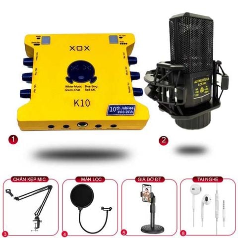  Sound Card XOX K10 10th Bản 2020 Và Micro Thu Âm LGT240 