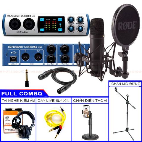 Combo Soundcard Presonus Studio 26 Và Micro RODE NT1 Kit
