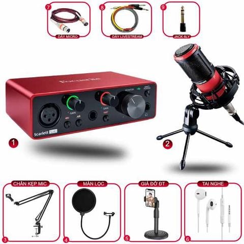 Combo Sound Card Focusrite Solo Gen 3 Và Micro Takstar PC K320