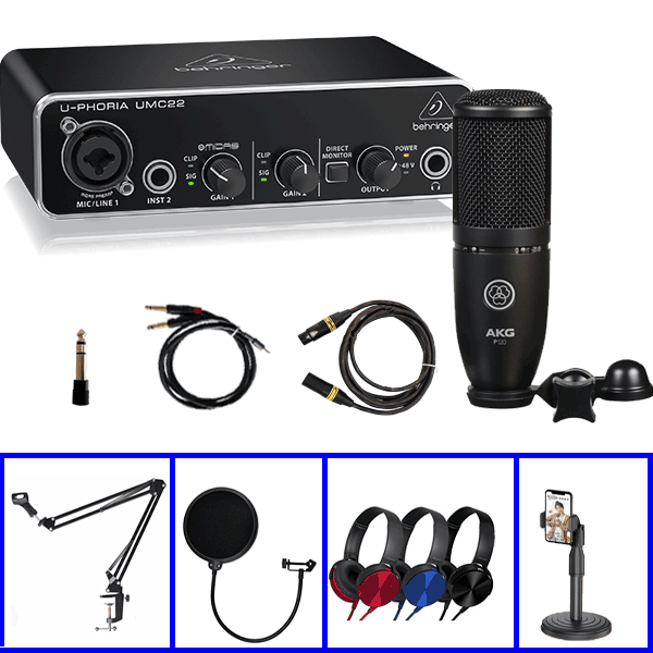 Combo Thu Âm Behringer UMC22 Và Micro Thu Âm AKG P120