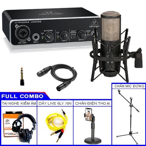  Combo Thu Âm Behringer UMC22 Và Micro Thu Âm AKG P420 