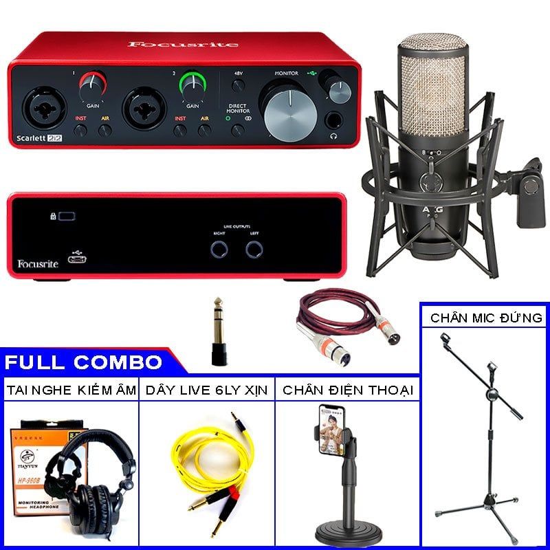 Combo Sound Card Focusrite 2i2 3rd Gen Và Micro AKG P420