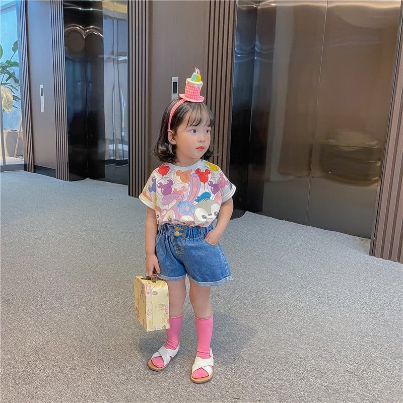 Áo phông bé gái LOBY tay cộc in họa tiết hoạt hình A0202036