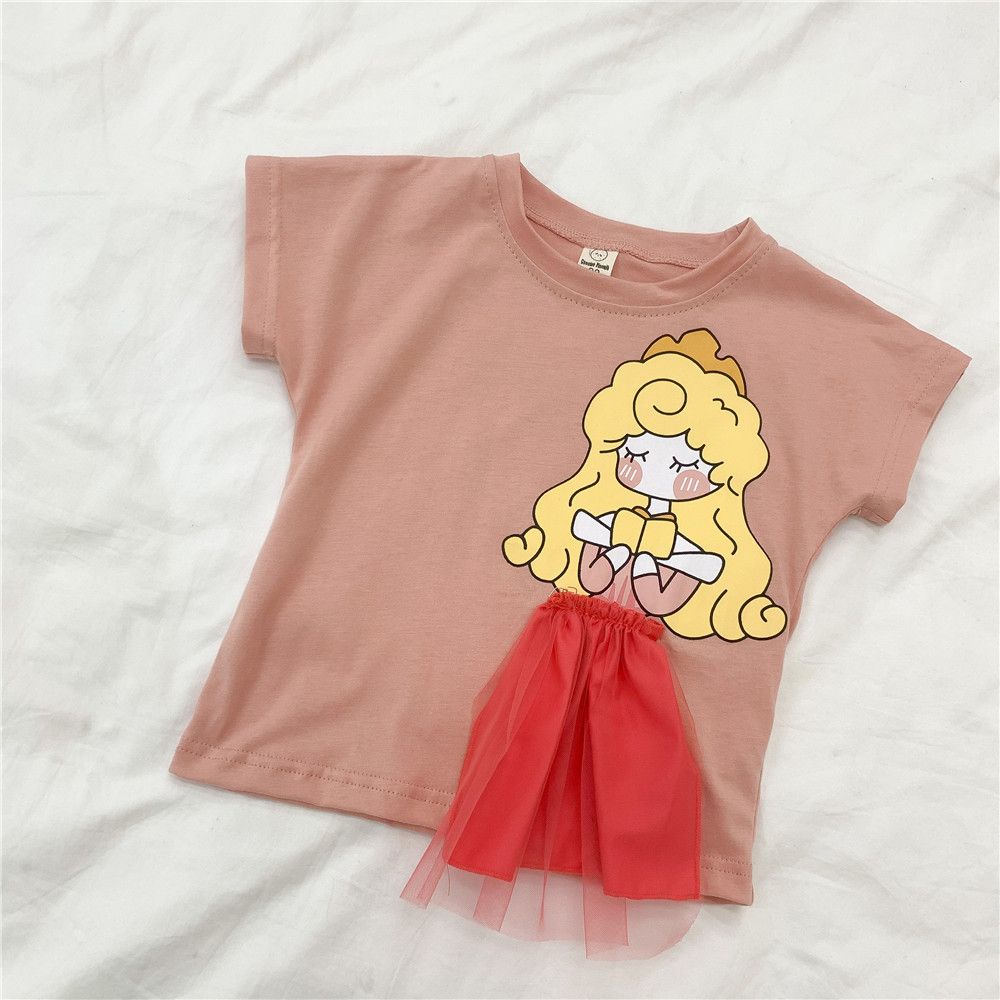 Áo phông cho bé gái LOBY tay cộc in hình công chúa A0202049