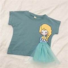 Áo phông cho bé gái LOBY tay cộc in hình công chúa A0202049