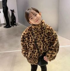 Áo khoác lông bé gái LOBY họa tiết da báo sành điệu AK0111012